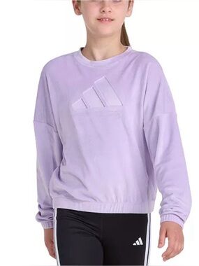 Girl Long Sleeve Velour Crewneck Pullover Sweatshirt